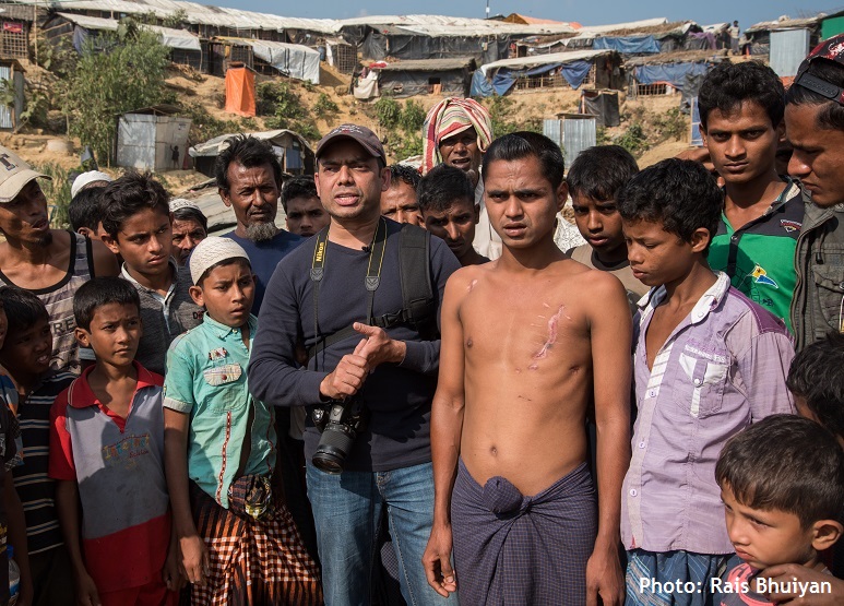 Rais with Rohingya refugees